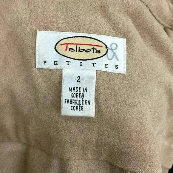 VTG Talbots Faux Suede Button Up Dress Sz 2 Long Sleeve Collared Pockets Petites - Picture 3 of 11